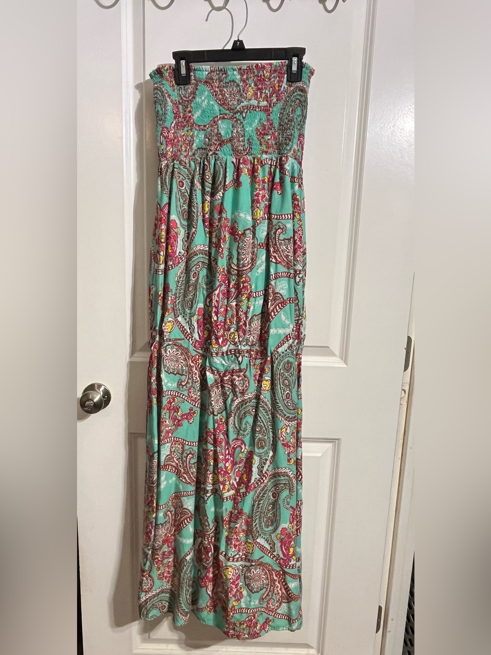 Fire Los Angeles Aqua and Pink Paisley Maxi Dress